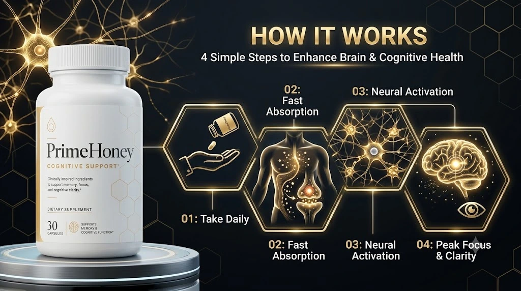 How PrimeHoney works: take daily, fast absorption, neural activation, peak focus and clarity